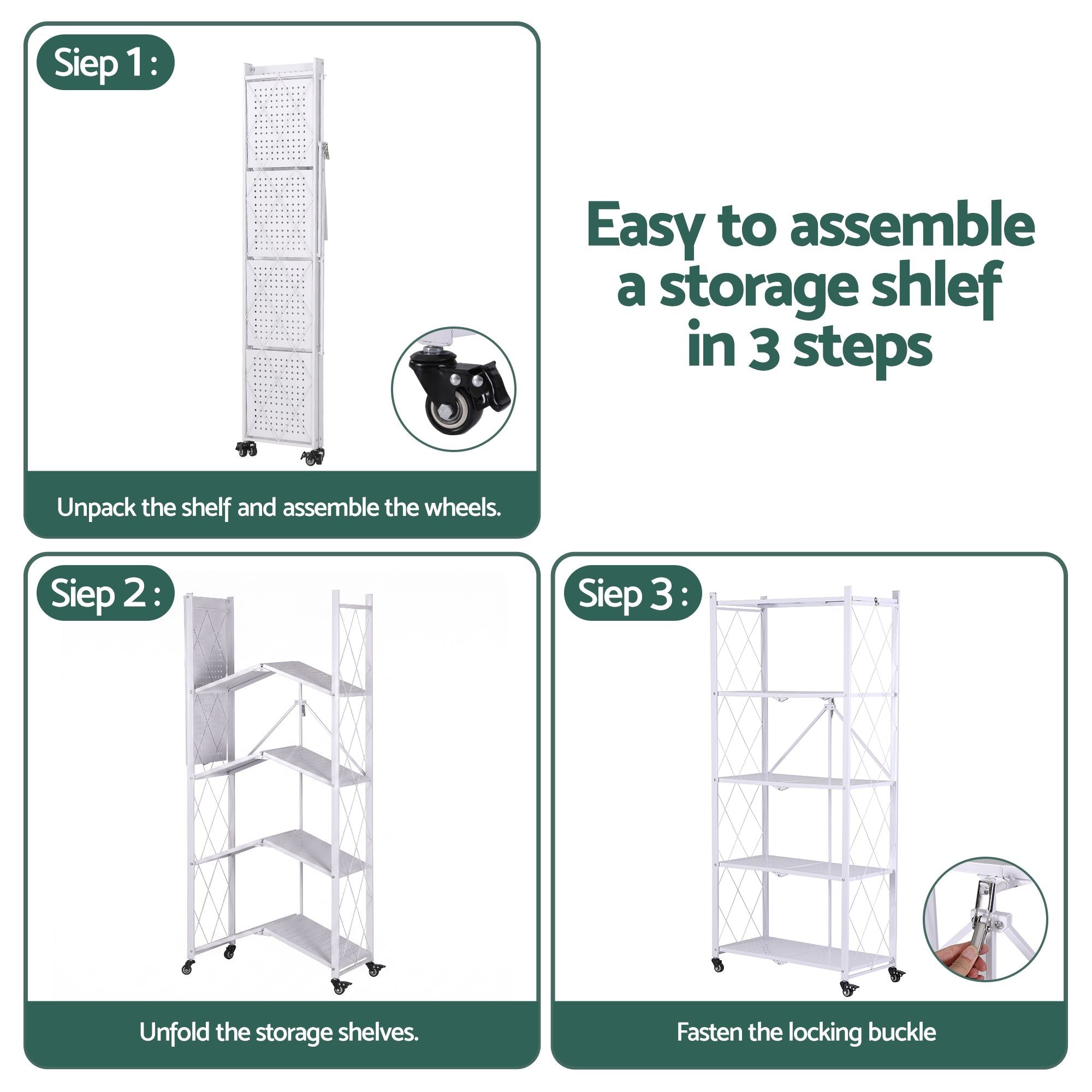 Artiss 5-Tier Foldable Kitchen Bakers Rack 71x160cm Microwave Stand White