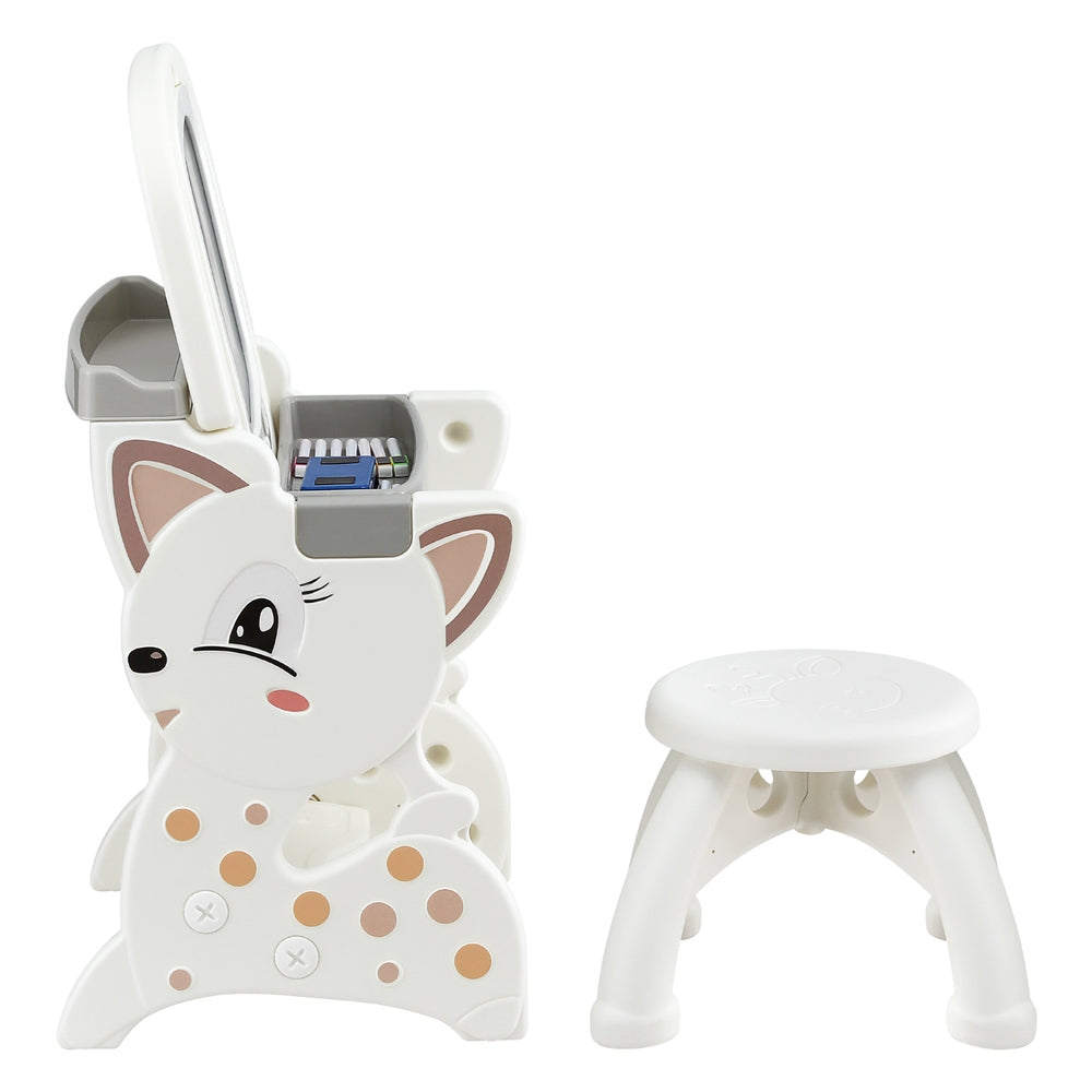 Keezi Kids Easel Desk & Stool Set Beige Grey LCD Writing Tablet