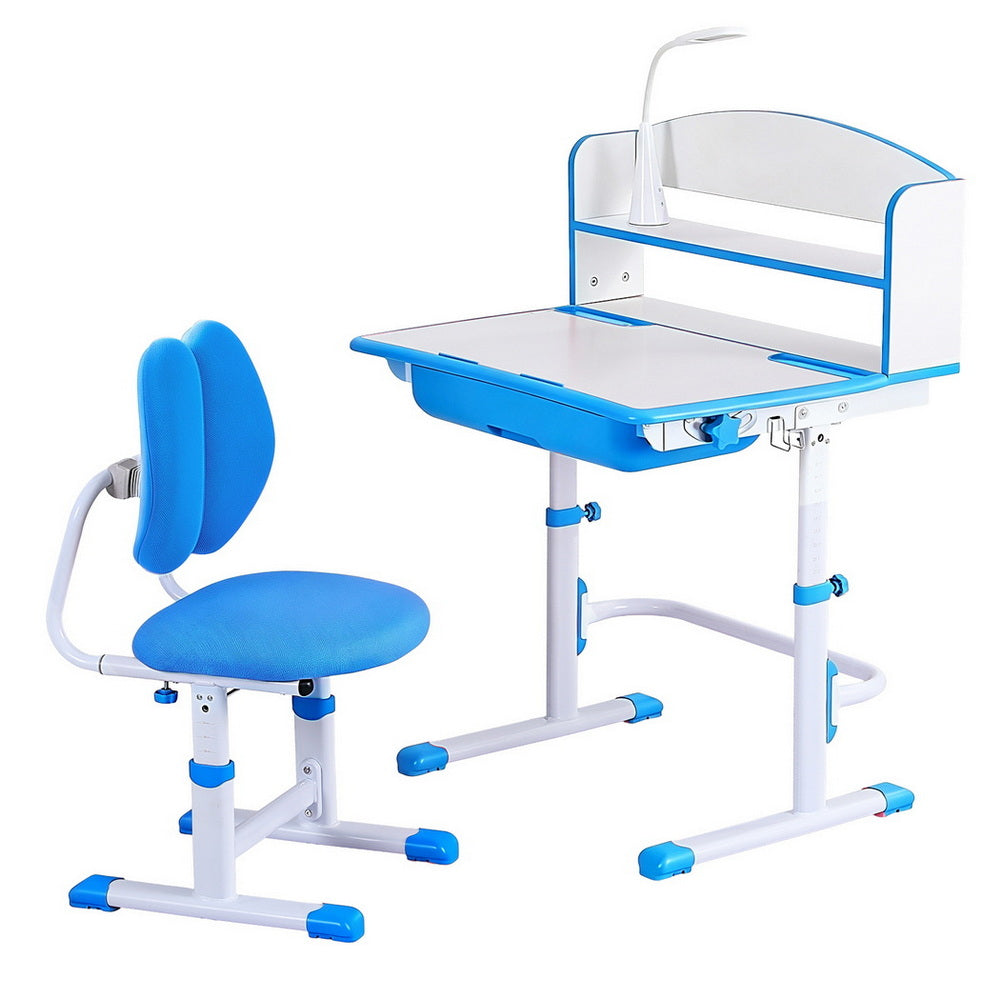 Keezi Kids Study Desk and Chair Set Adjustable LED Lamp Blue