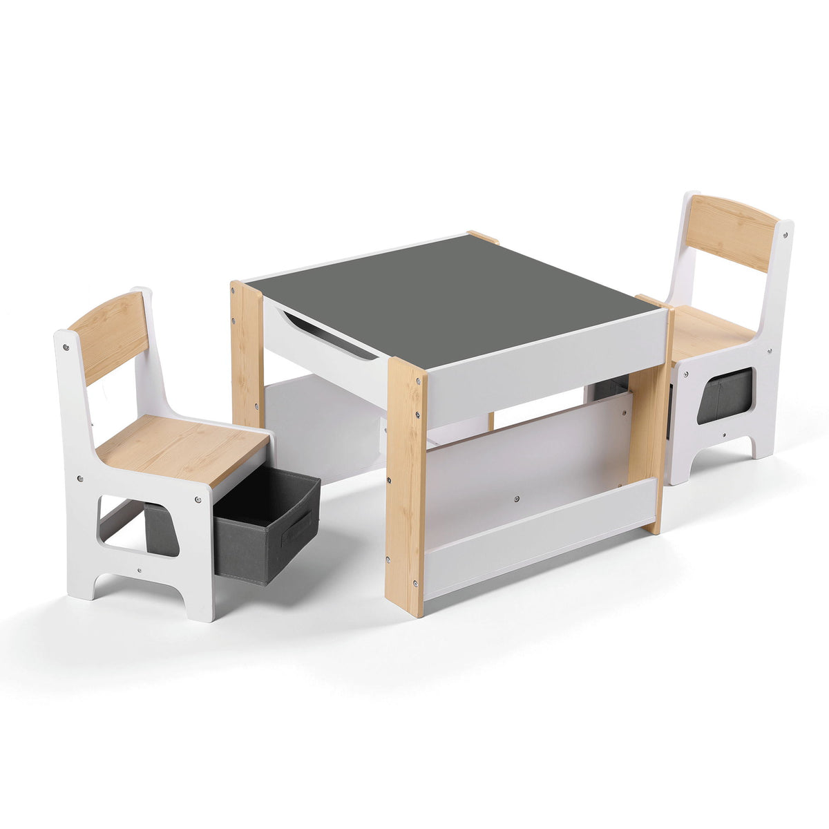Keezi Kids Table and Chair Set 4 in 1 Wooden Activity Table, Natural