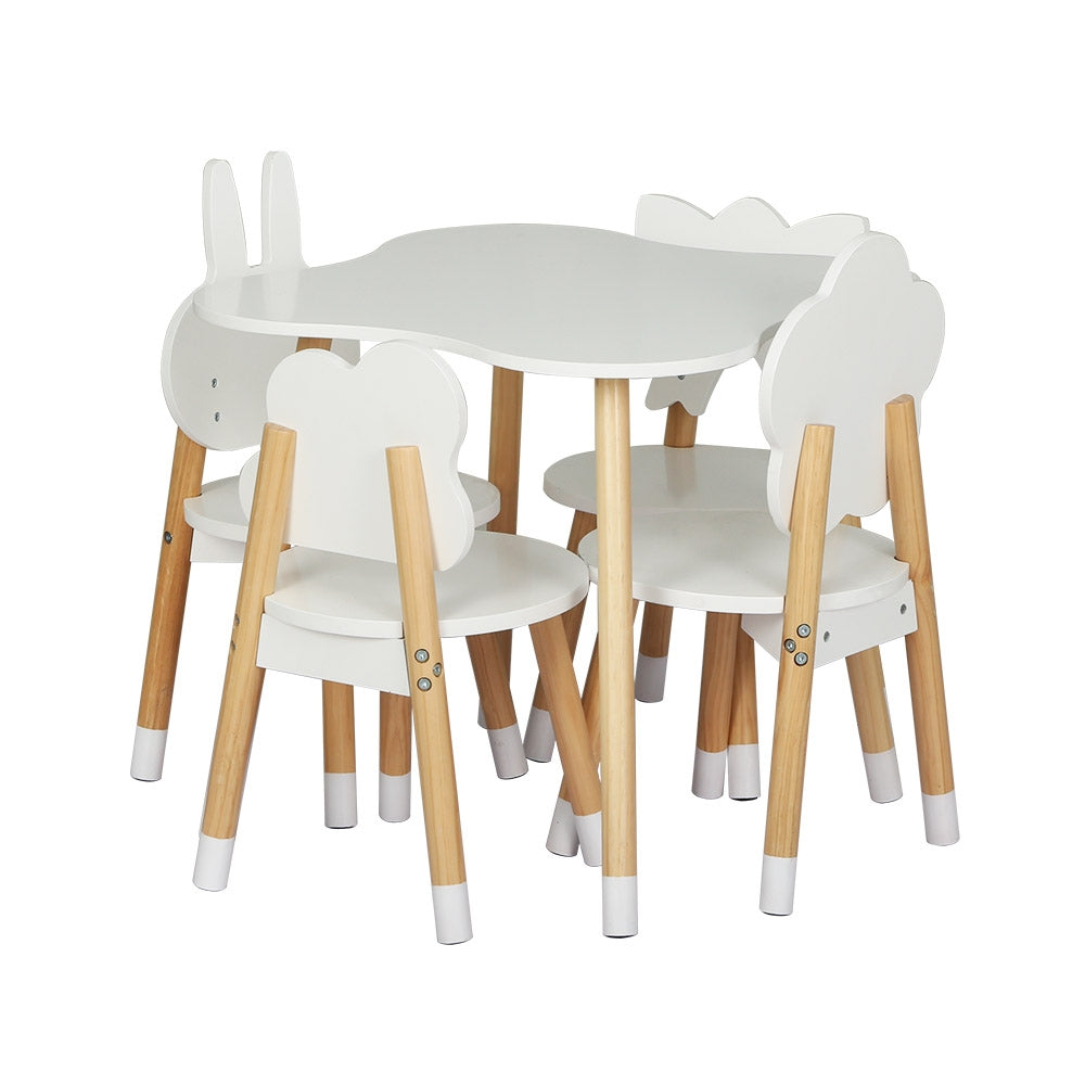 Keezi Kids Activity Table and Chairs Set 5PCS White Natural