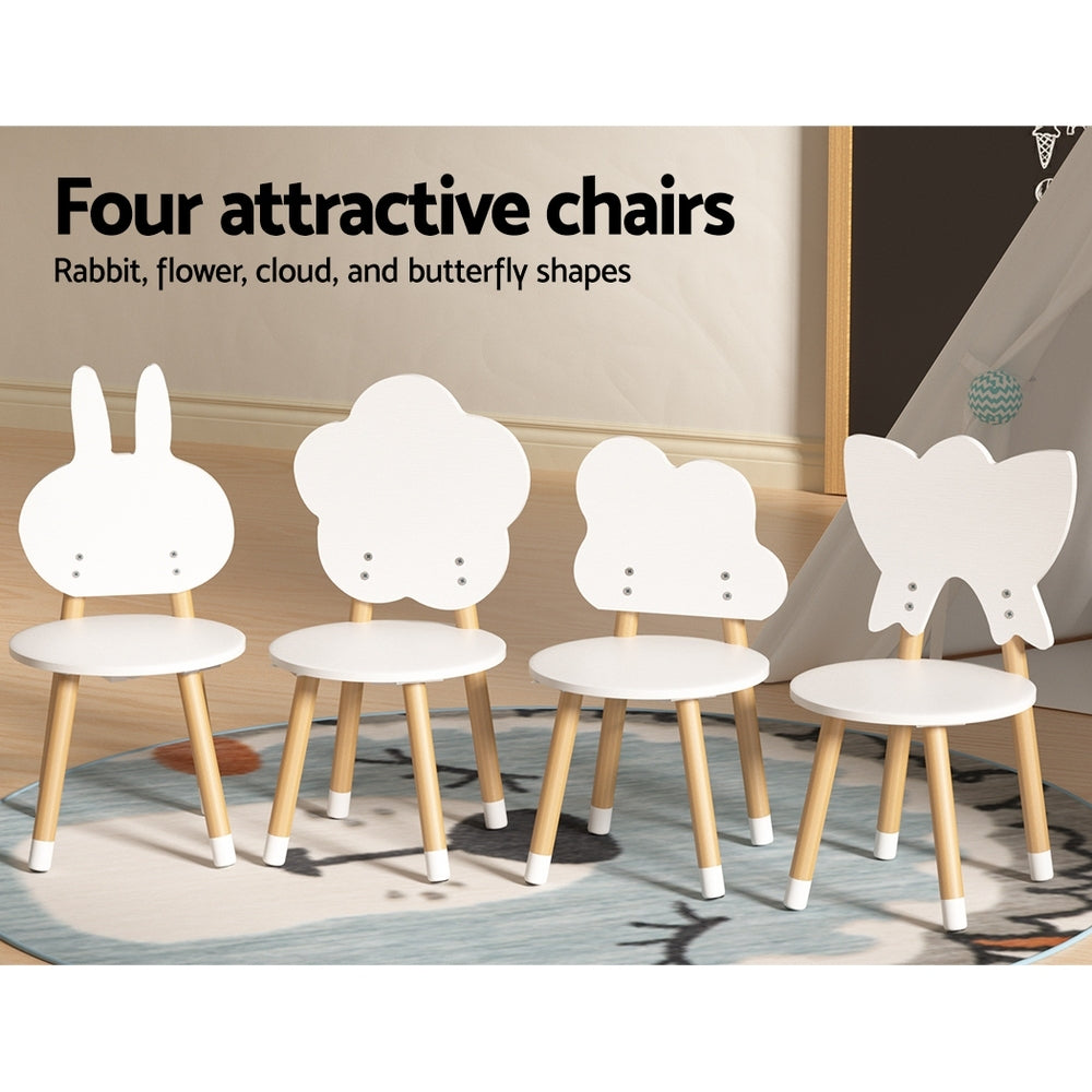 Keezi Kids Activity Table and Chairs Set 5PCS White Natural
