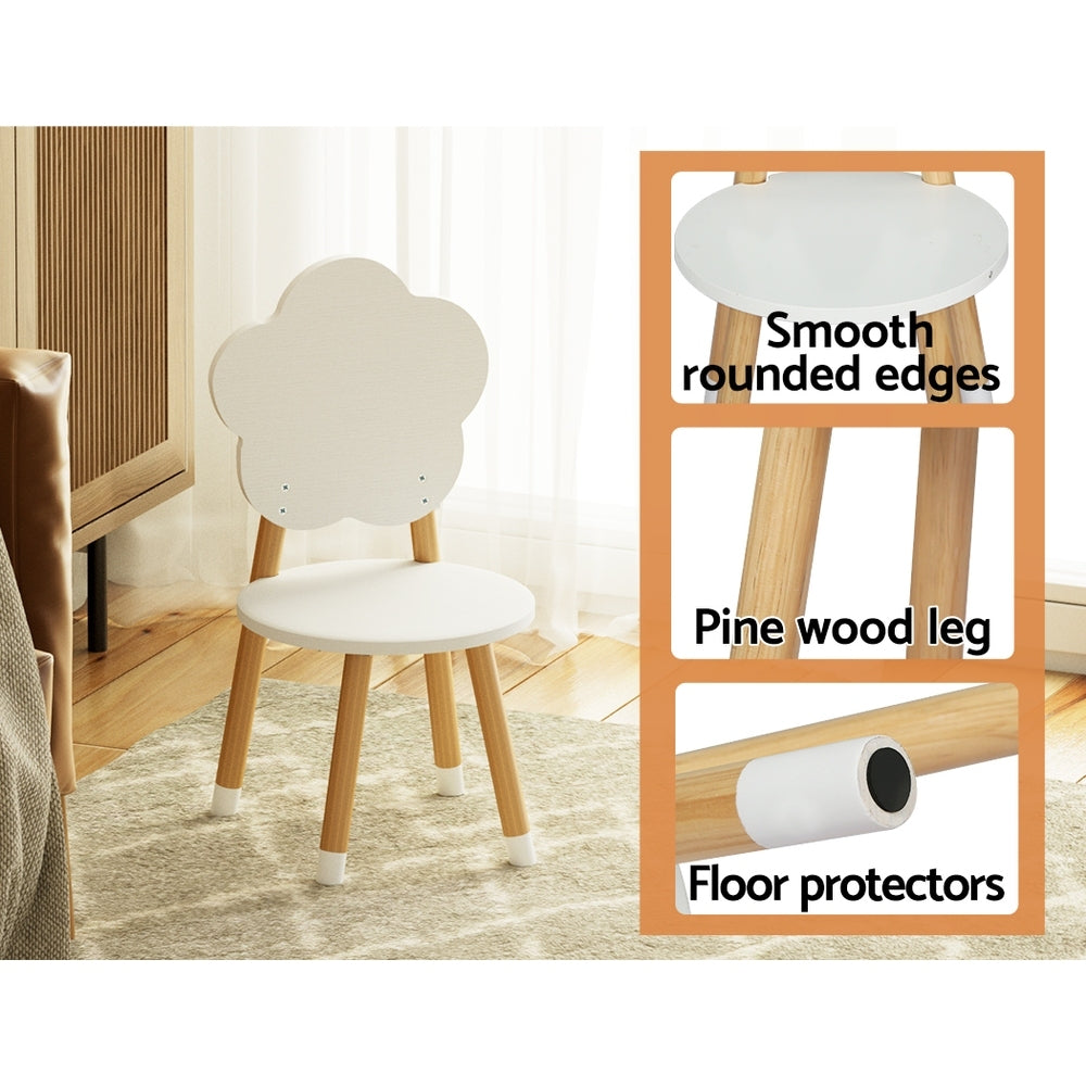 Keezi Kids Activity Table and Chairs Set 5PCS White Natural