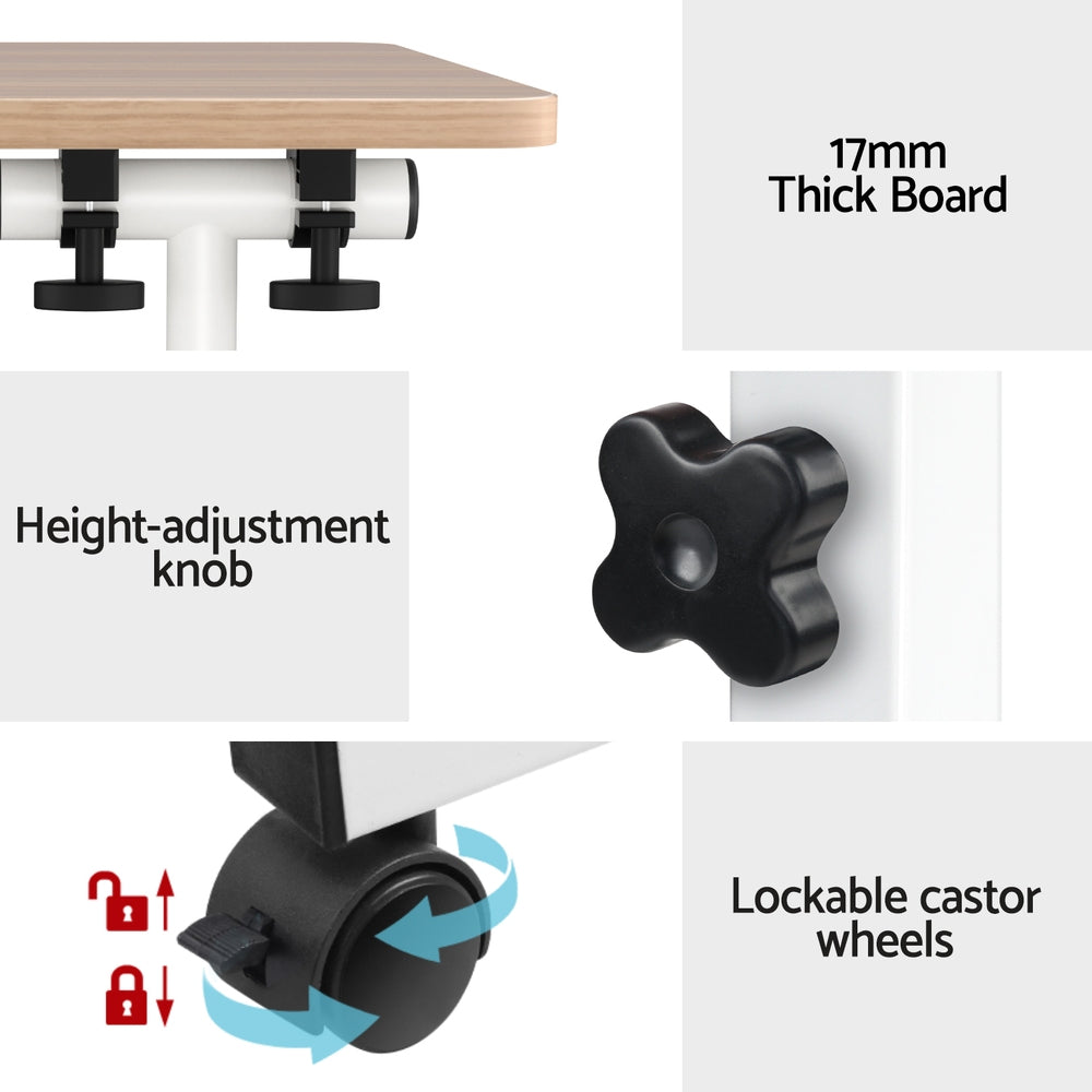 Adjustable 80CM Laptop Desk Table Light Wood