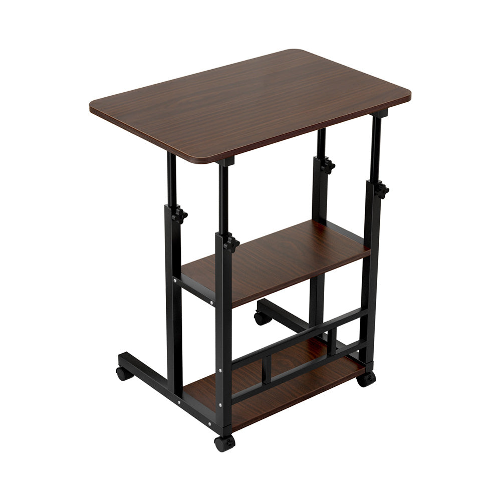 Mobile Laptop Desk Height Adjustable Workstation Walnut Black