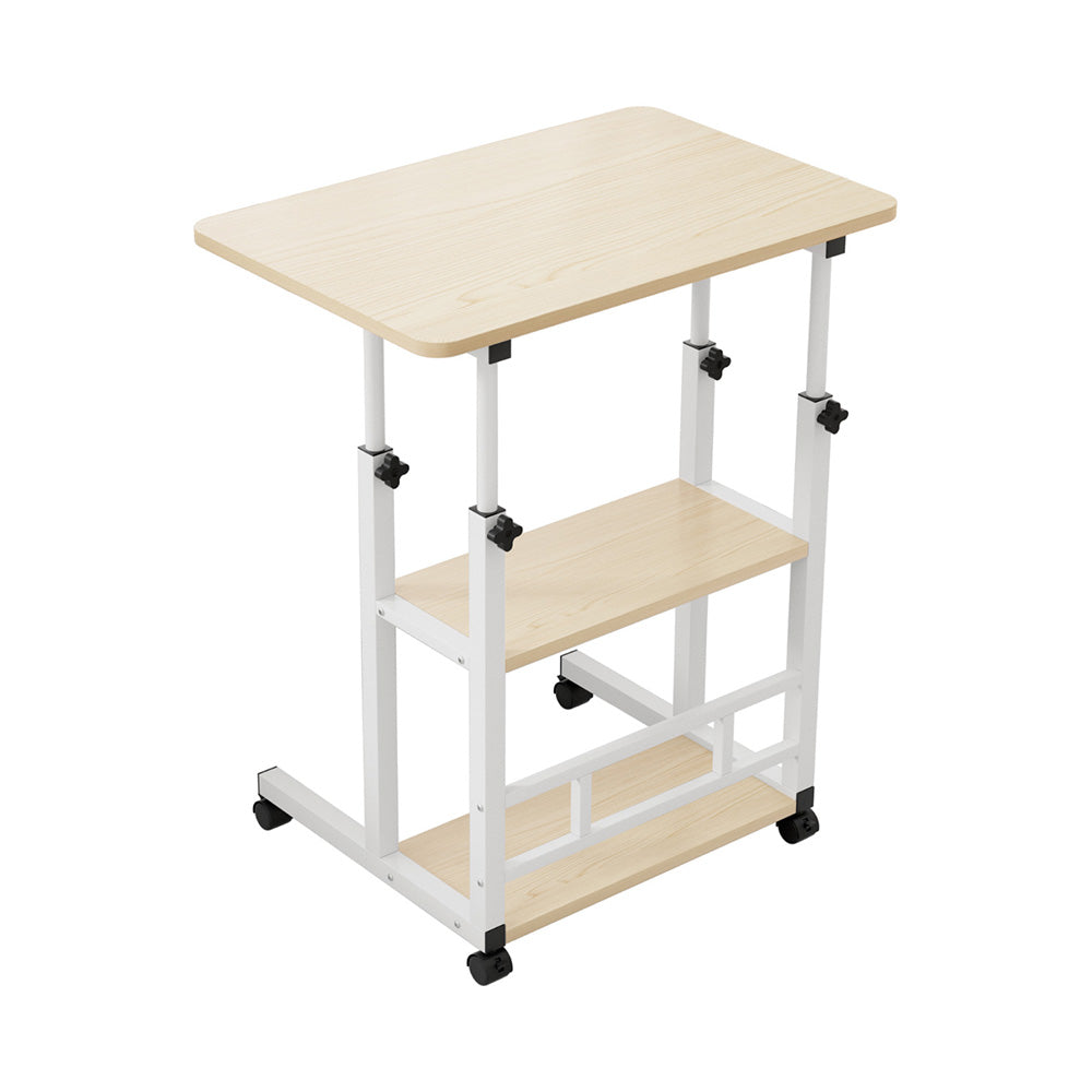Mobile Workstation 60CM Laptop Desk Height Adjustable Oak/White