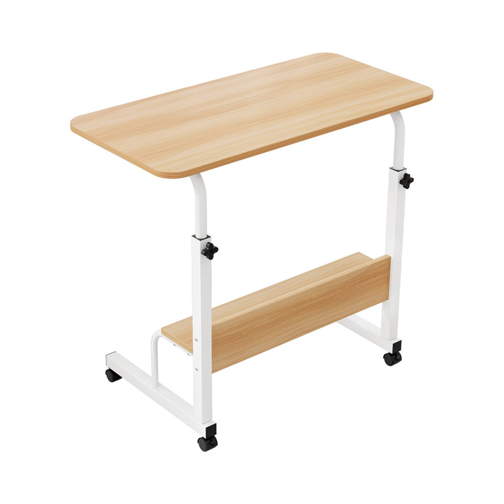 Portable Sit-Stand Laptop Desk 80CM Height Adjustable Oak/White