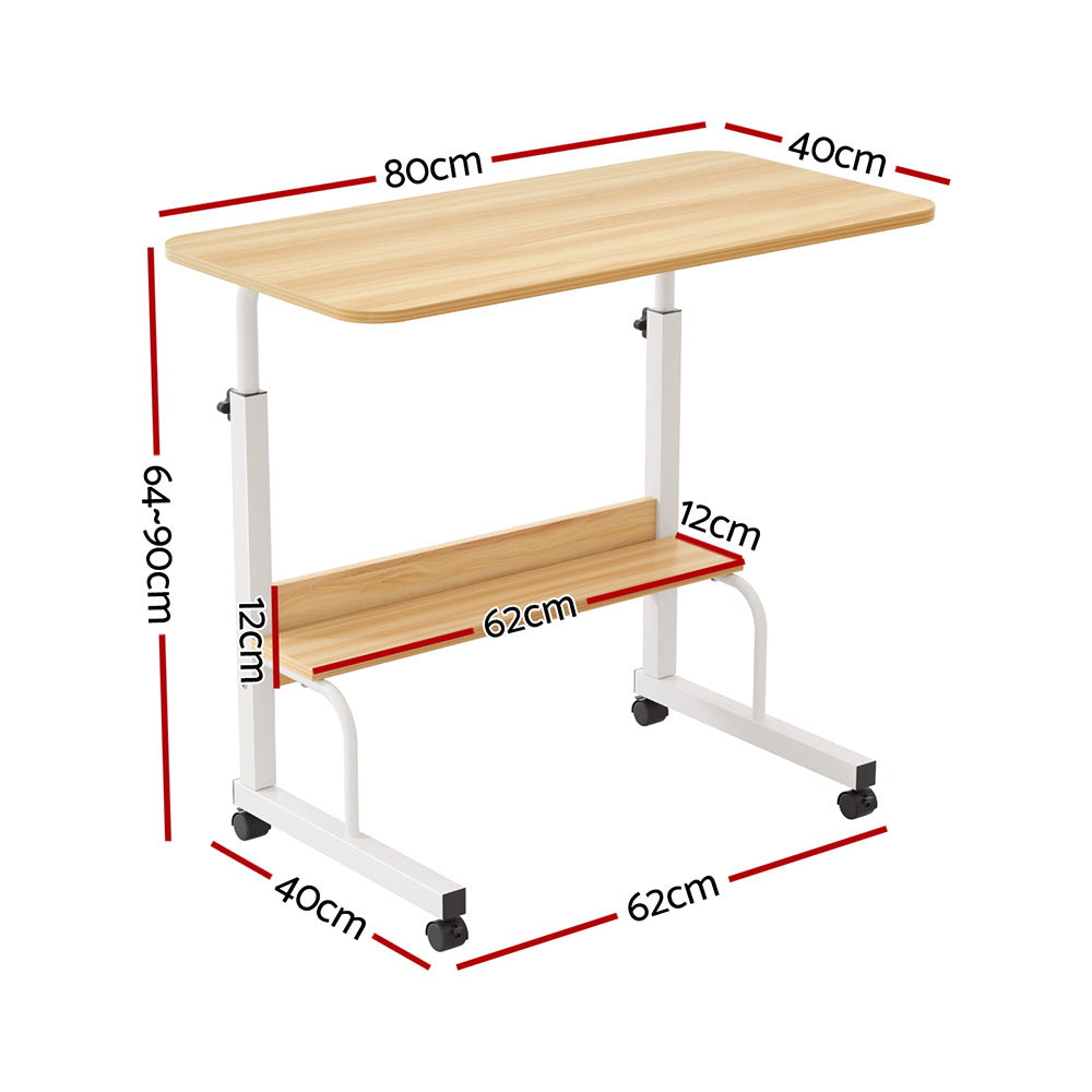 Portable Sit-Stand Laptop Desk 80CM Height Adjustable Oak/White