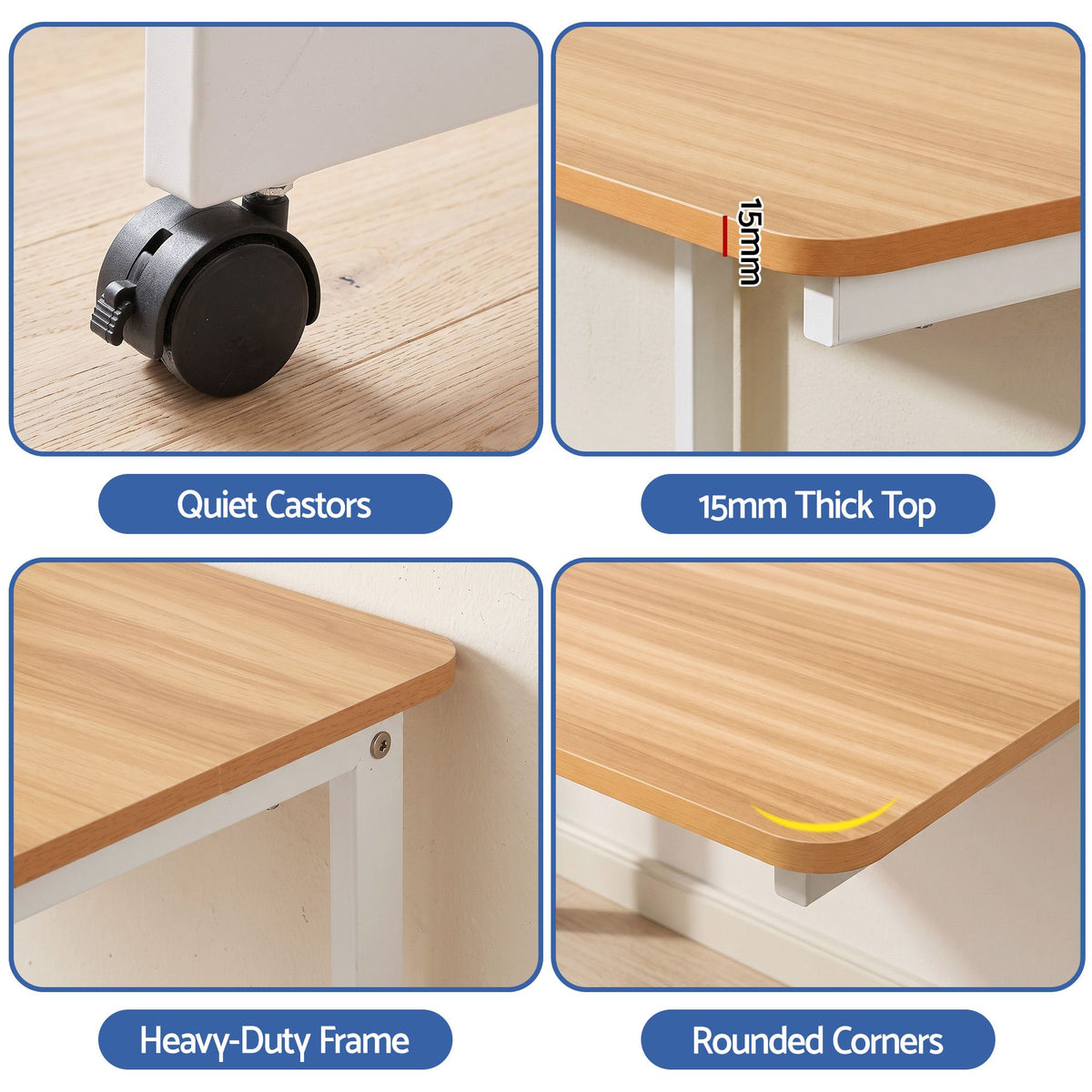 Artiss Mobile Laptop Desk Set 2-In-1 C-Shaped Nesting Table Oak