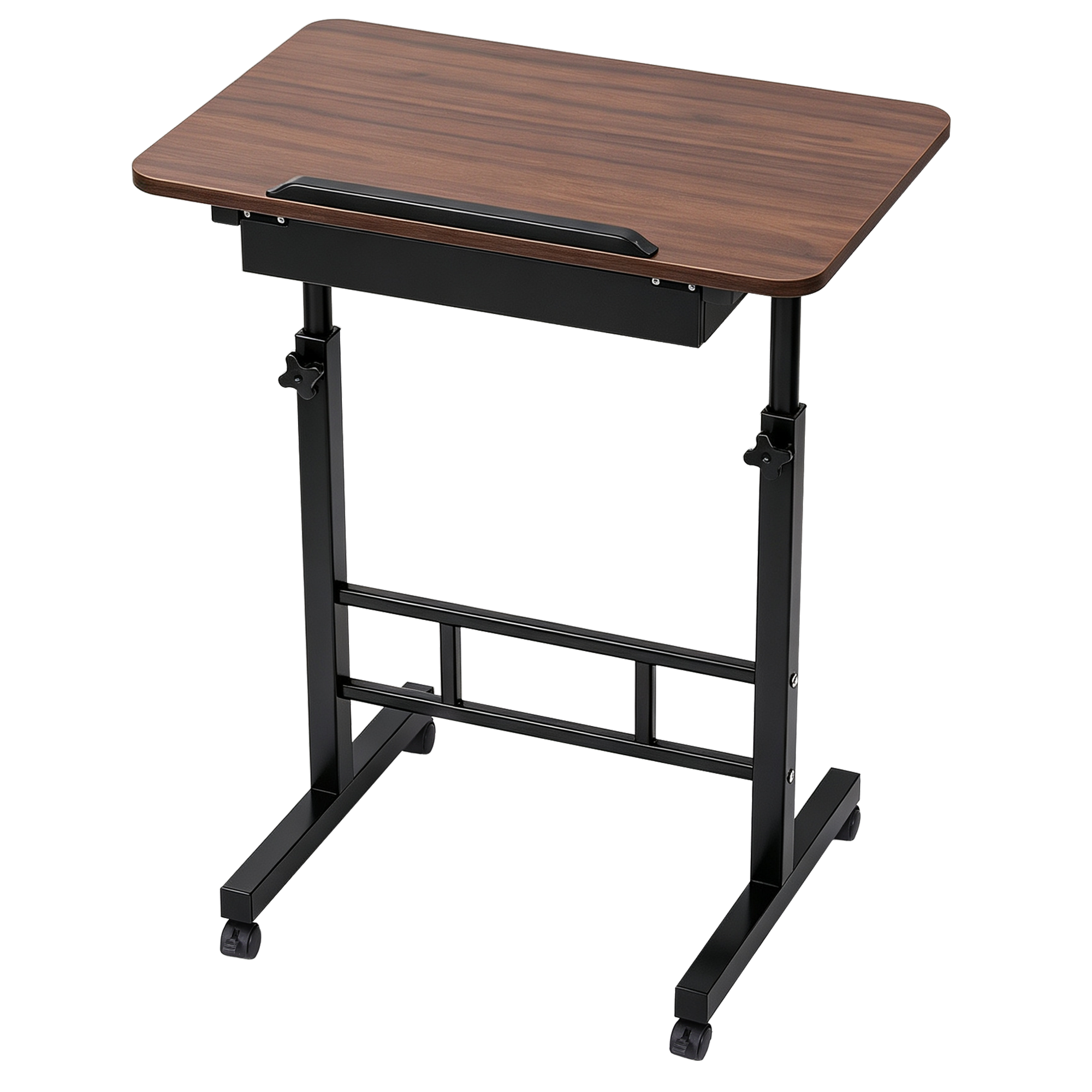 Artiss Adjustable Laptop Desk Mobile Bedside Table Hidden Storage Walnut