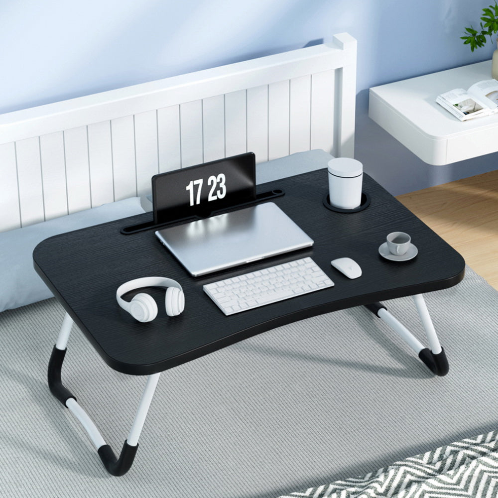 Artiss Foldable Laptop Desk Black Adjustable Portable Lap Tray