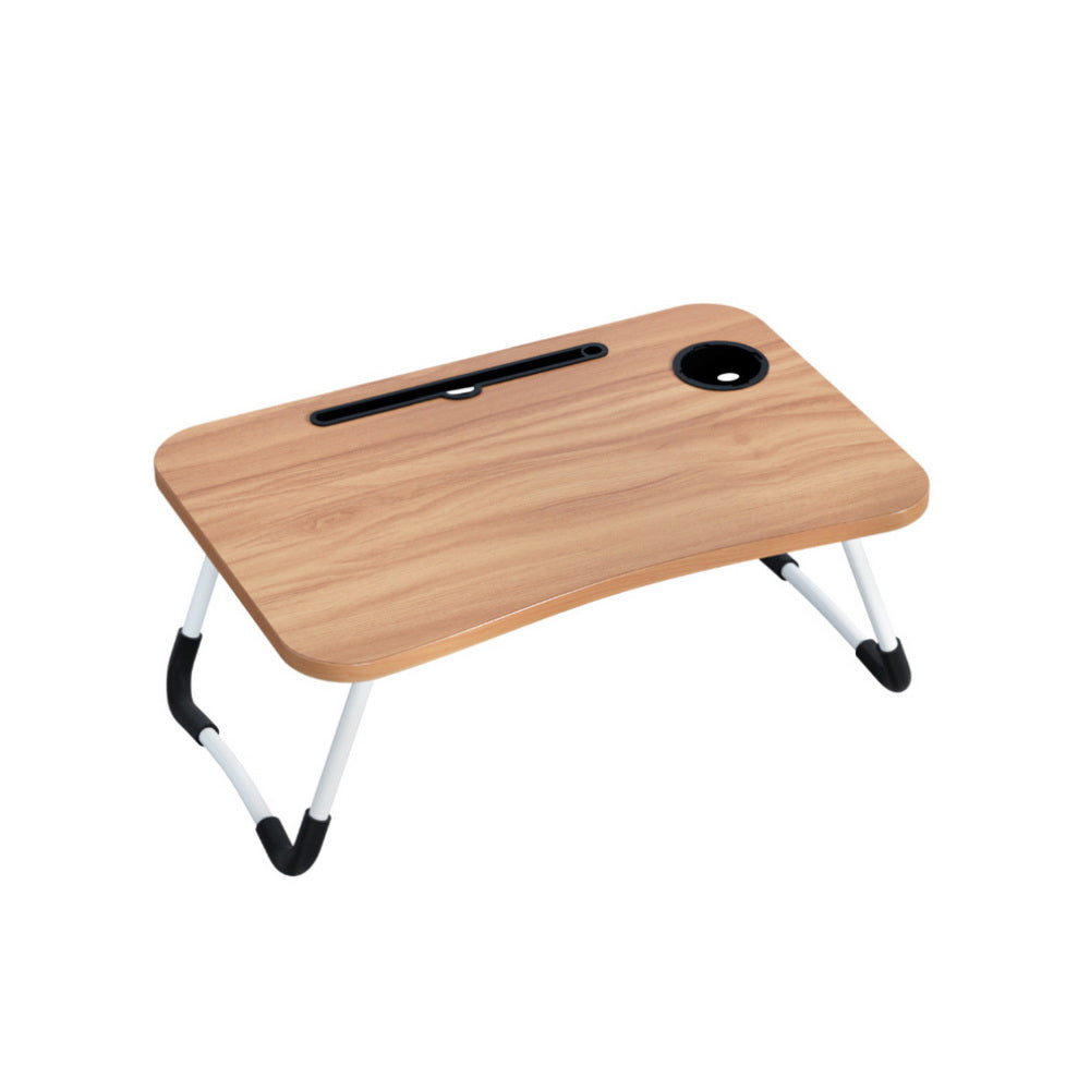 Artiss Portable Foldable Laptop Desk Oak 17-Inch Adjustable Lap Tray