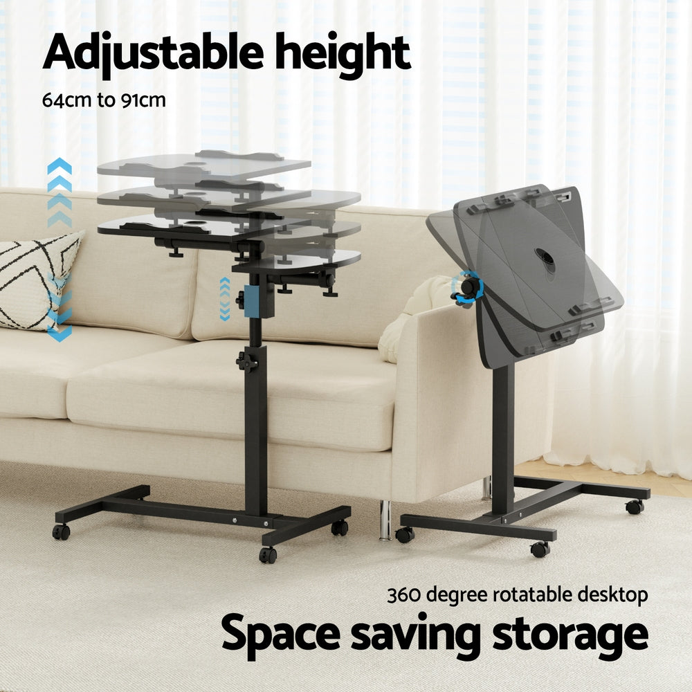 Artiss 60cm Laptop Desk Rotating Adjustable Stand USB Cooler Black