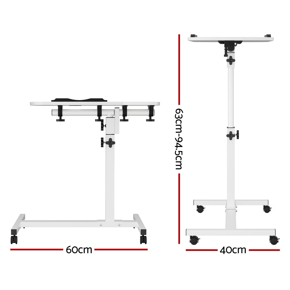 Rotating 60cm Laptop Desk USB Cooling White