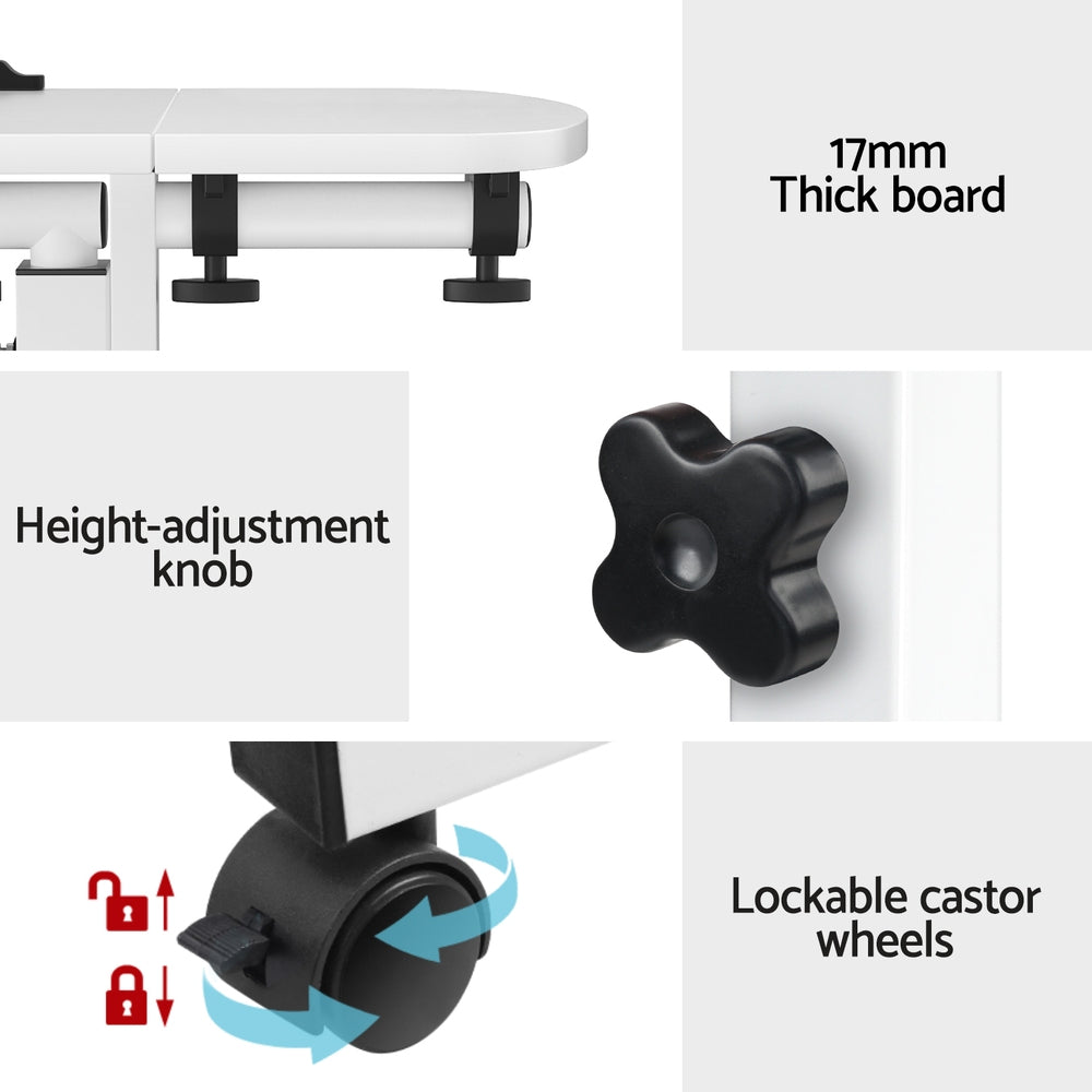Rotating 60cm Laptop Desk USB Cooling White