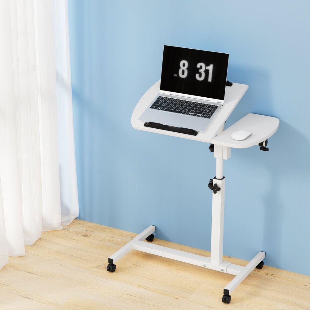 Rotating 60cm Laptop Desk USB Cooling White