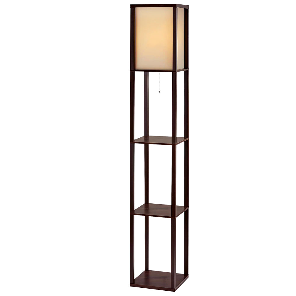 Vintage Brown 3-Tier Shelf Floor Lamp LED Light Stand
