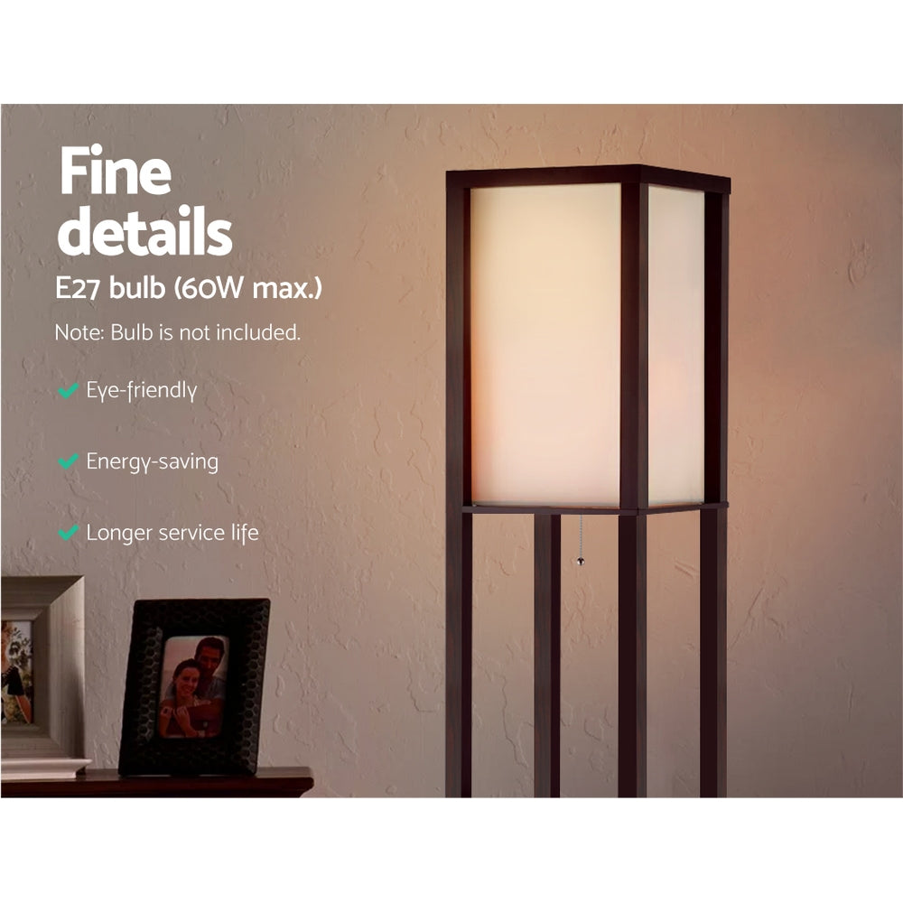 Vintage Brown 3-Tier Shelf Floor Lamp LED Light Stand