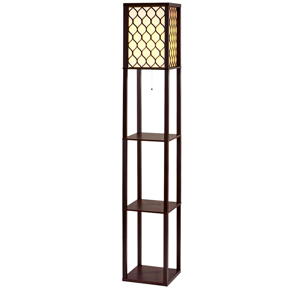 Artiss 3-Tier Shelf Floor Lamp LED Light Stand Brown