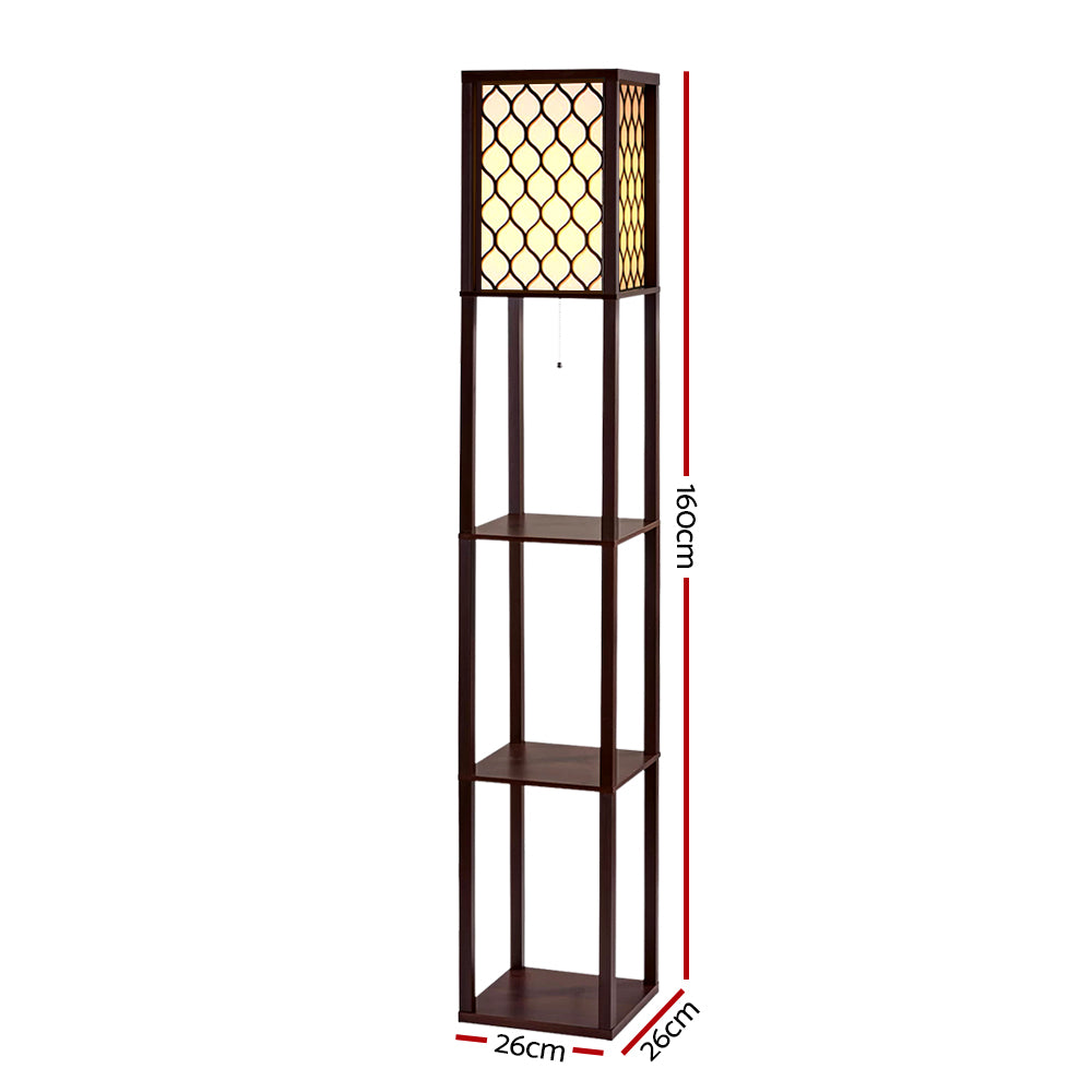 Artiss 3-Tier Shelf Floor Lamp LED Light Stand Brown