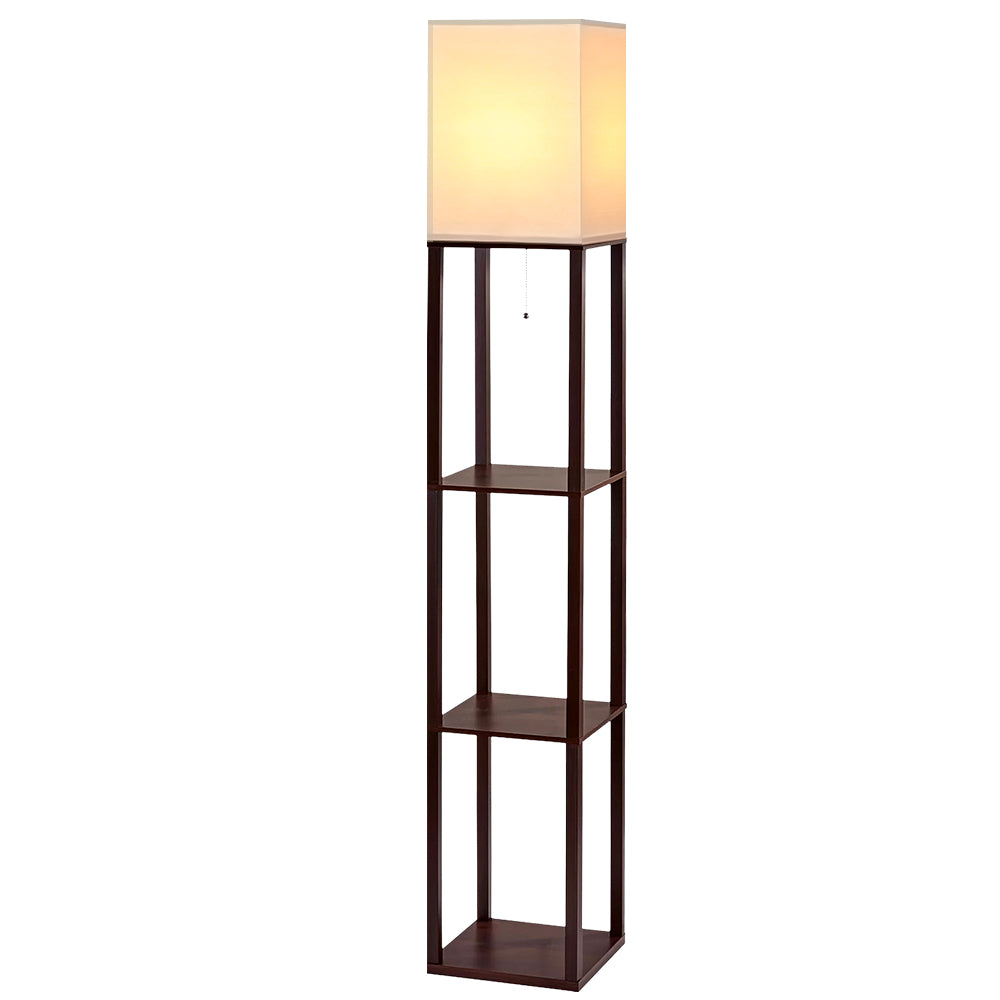 Vintage White Floor Lamp 3-Tier Shelf LED Light Stand