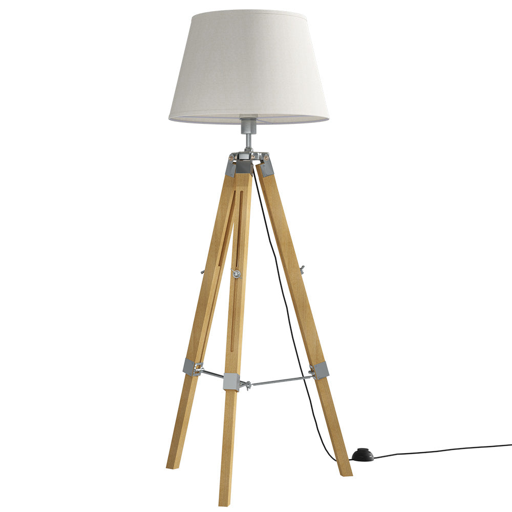 Artiss Adjustable Tripod Floor Lamp LED Bamboo Finish