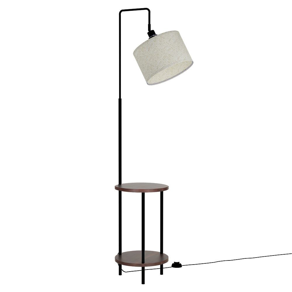 Artiss Adjustable Shelf Floor Lamp LED Black/Walnut