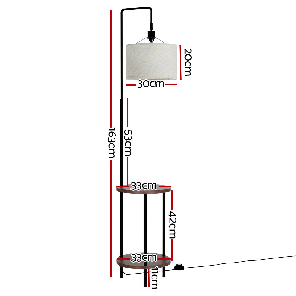Artiss Adjustable Shelf Floor Lamp LED Black/Walnut