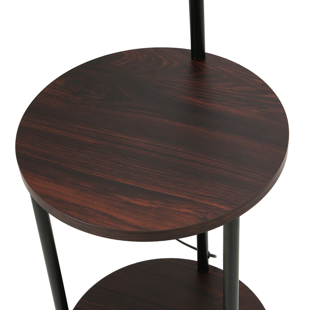 Artiss Adjustable Shelf Floor Lamp LED Black/Walnut