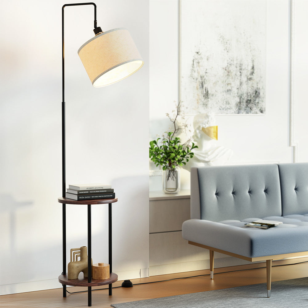 Artiss Adjustable Shelf Floor Lamp LED Black/Walnut