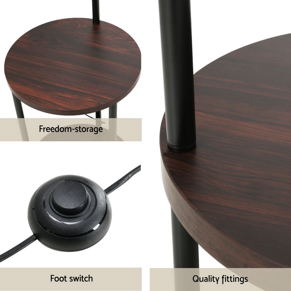Artiss Adjustable Shelf Floor Lamp LED Black/Walnut