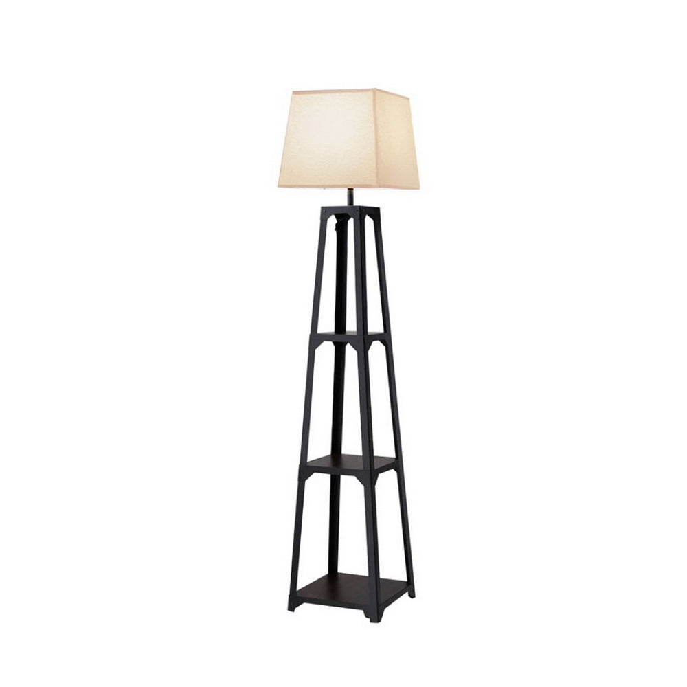 Vintage White Floor Lamp 3-Tier Shelf LED Light Stand