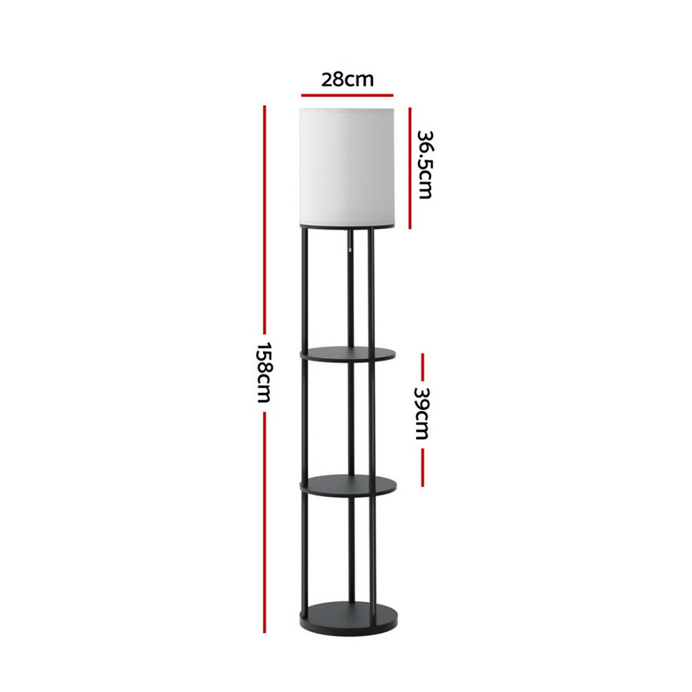 Artiss Vintage Floor Lamp LED Light Stand 3-Tier Shelf Storage