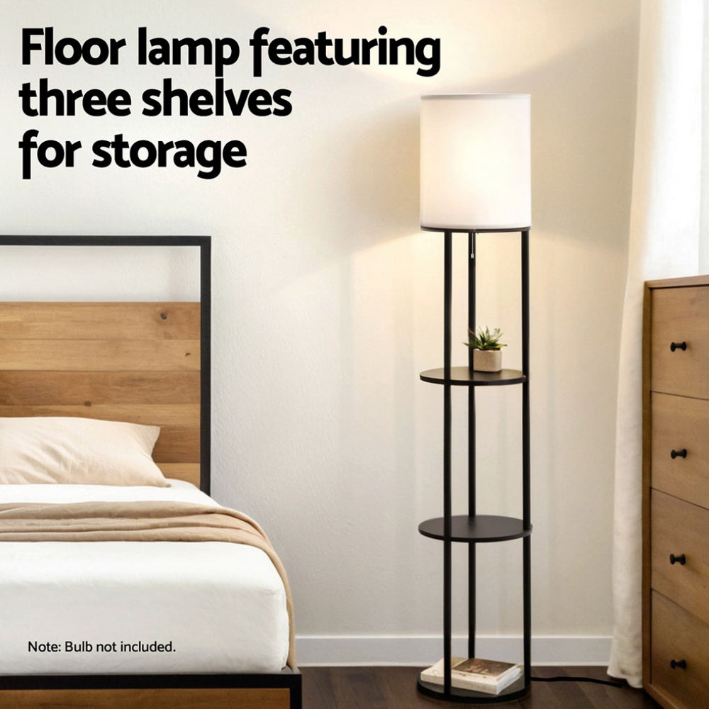 Artiss Vintage Floor Lamp LED Light Stand 3-Tier Shelf Storage