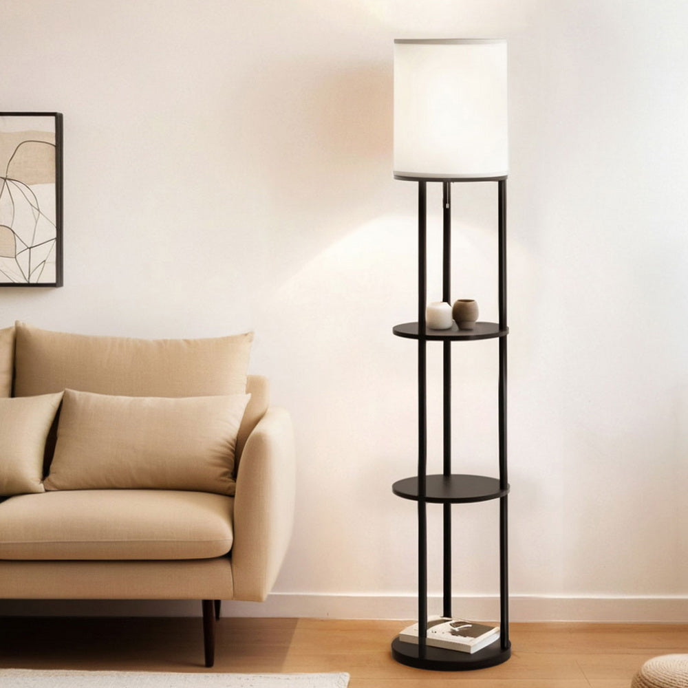 Artiss Vintage Floor Lamp LED Light Stand 3-Tier Shelf Storage