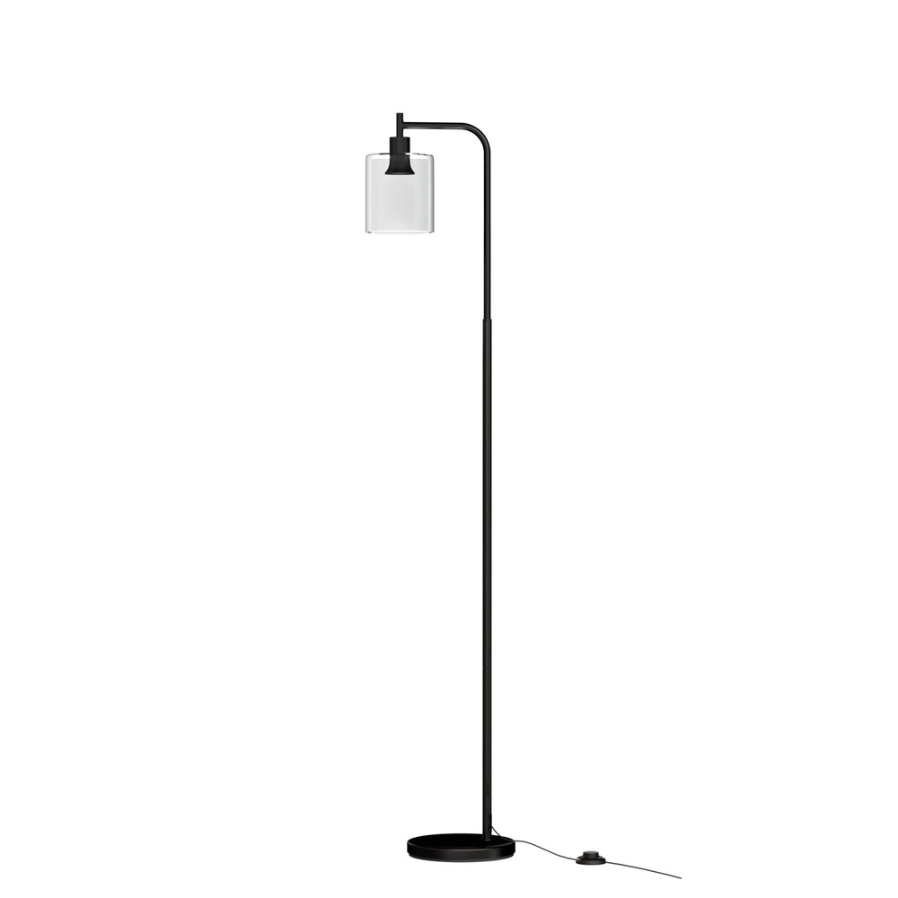 Artiss Floor Lamp with Glass Shade and Metal Pole Black