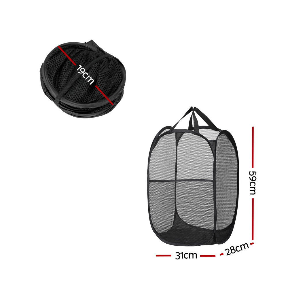 Artiss Foldable Laundry Basket Hamper Set Black