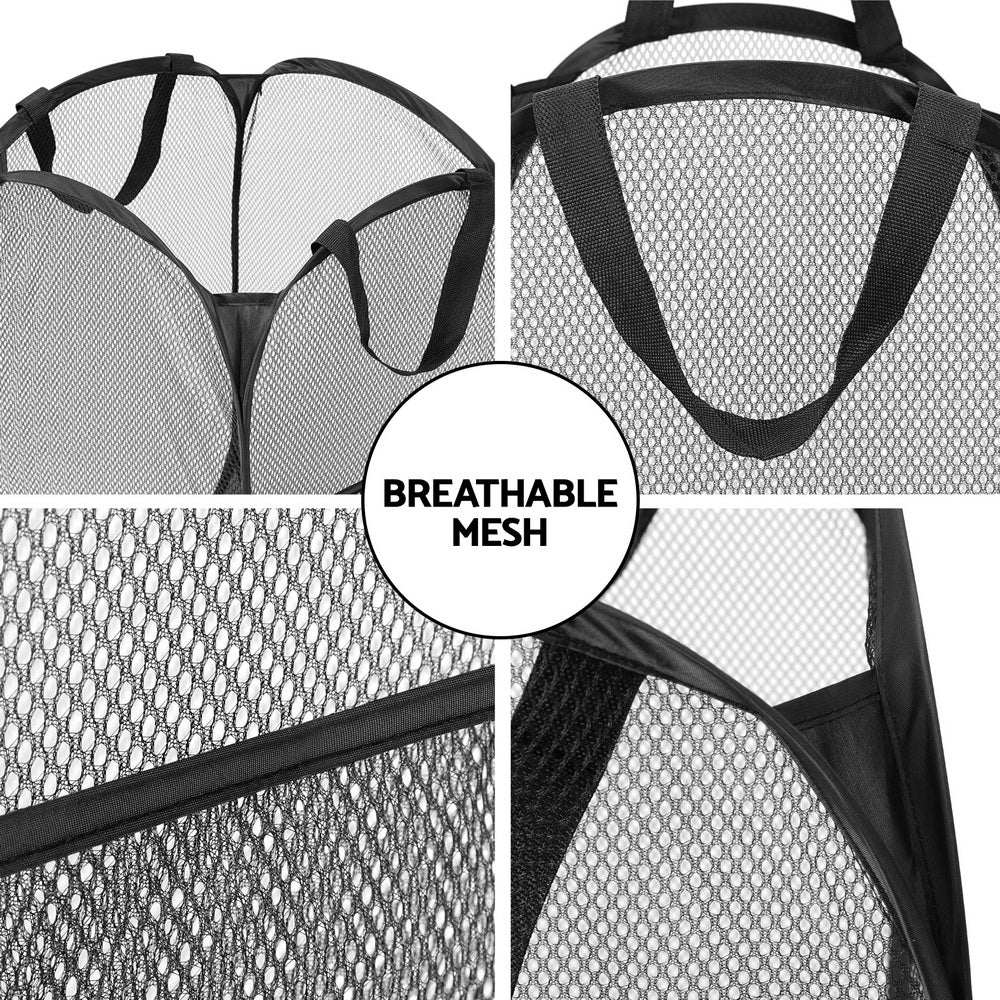 Artiss Foldable Laundry Basket Hamper Set Black