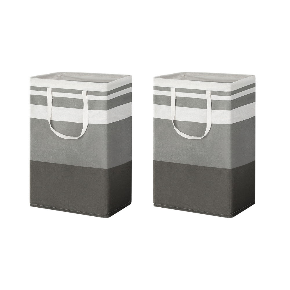 Artiss Laundry Basket Hamper 2X Foldable White Grey