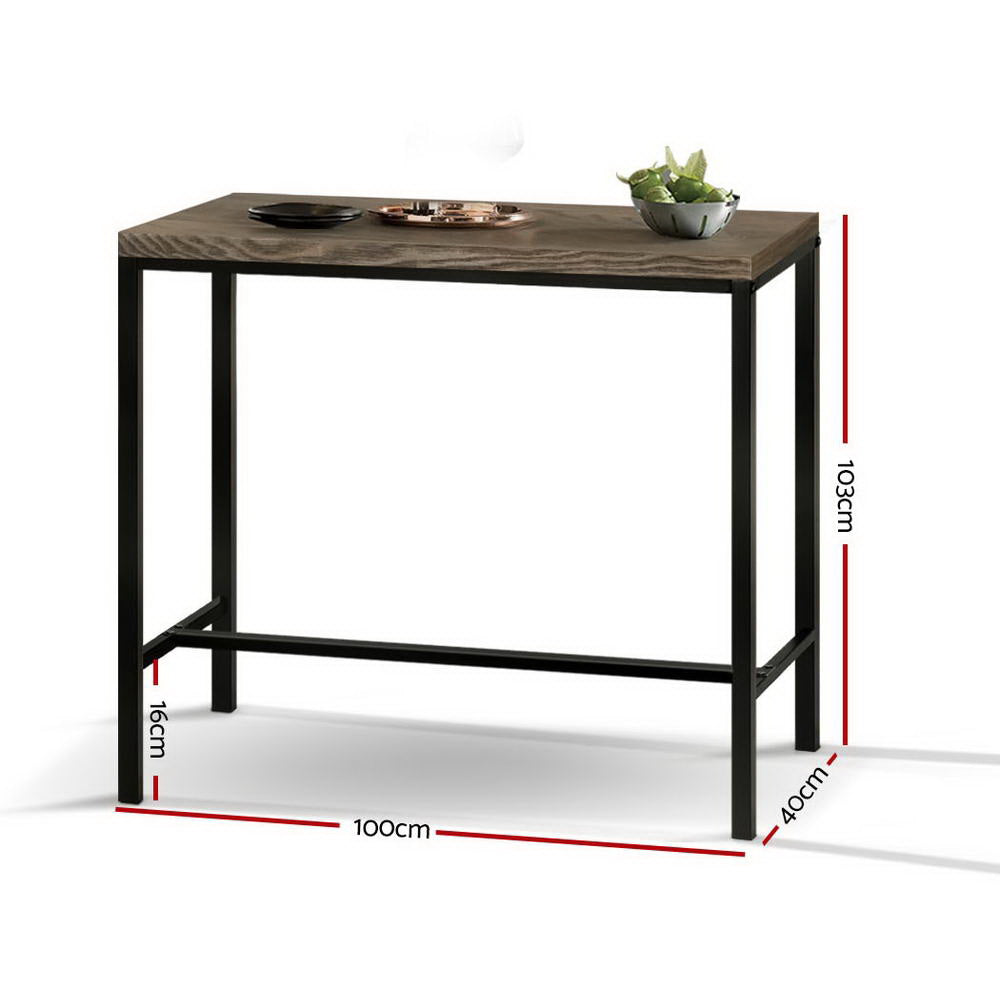 Alex Industrial Bar Table Dark Brown MDF Steel Frame