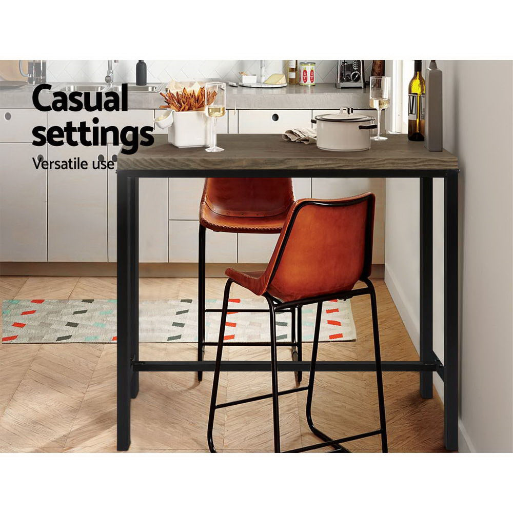 Alex Industrial Bar Table Dark Brown MDF Steel Frame