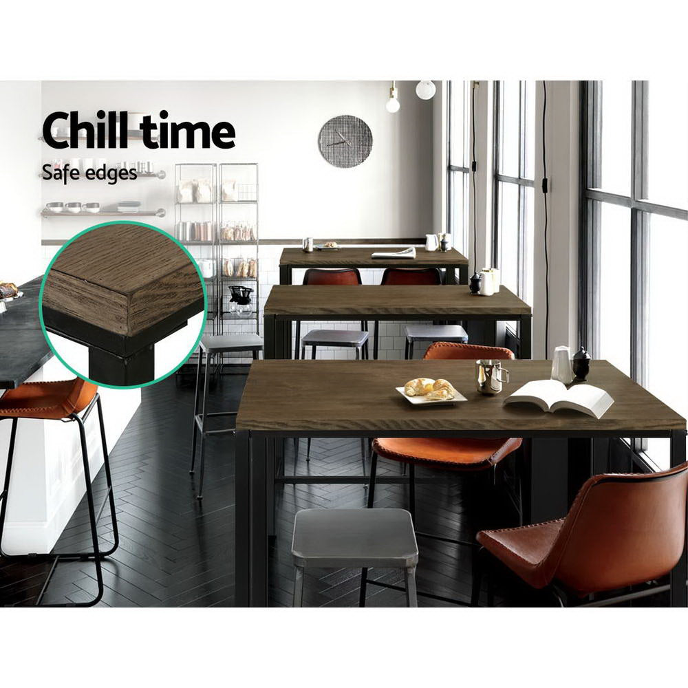 Alex Industrial Bar Table Dark Brown MDF Steel Frame