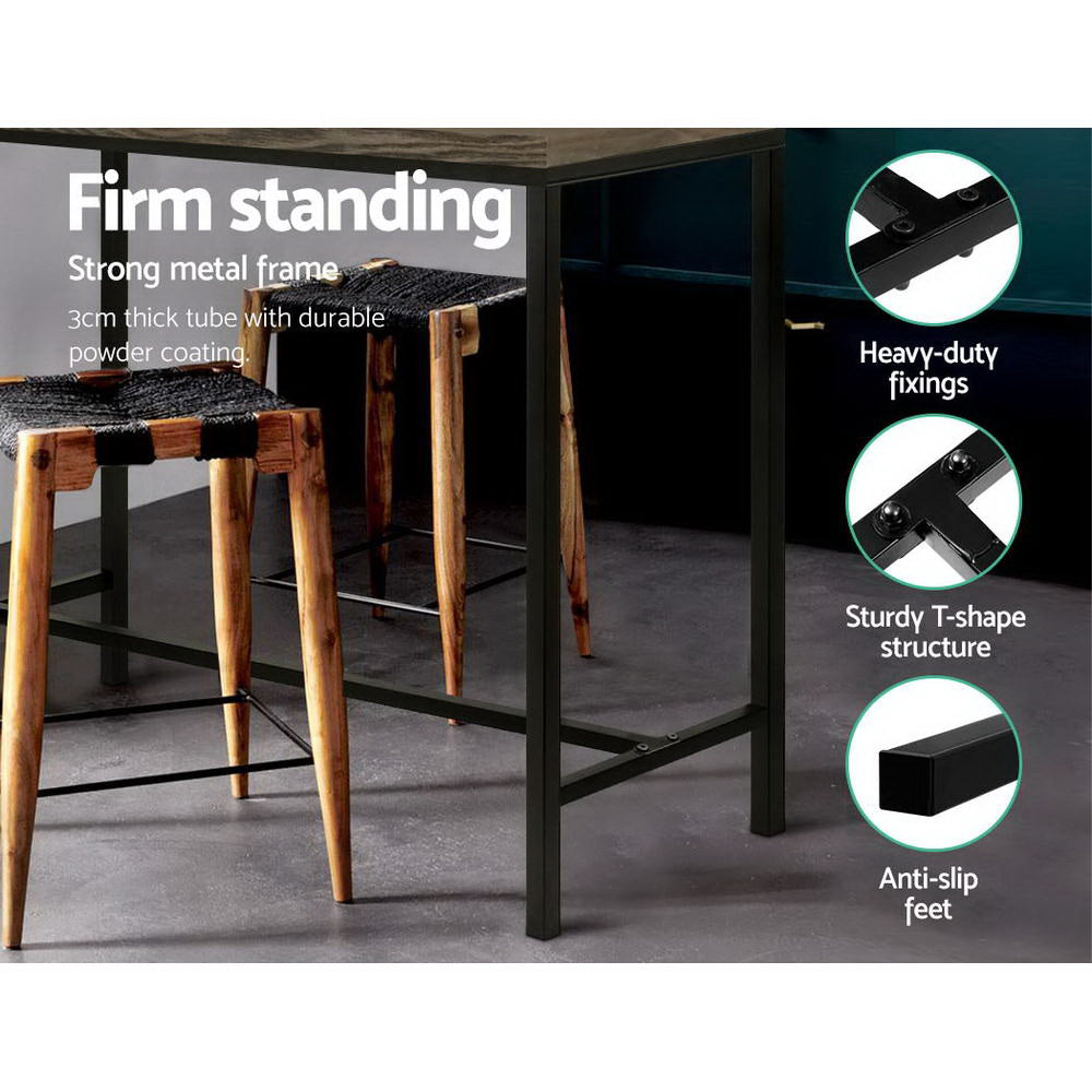 Alex Industrial Bar Table Dark Brown MDF Steel Frame