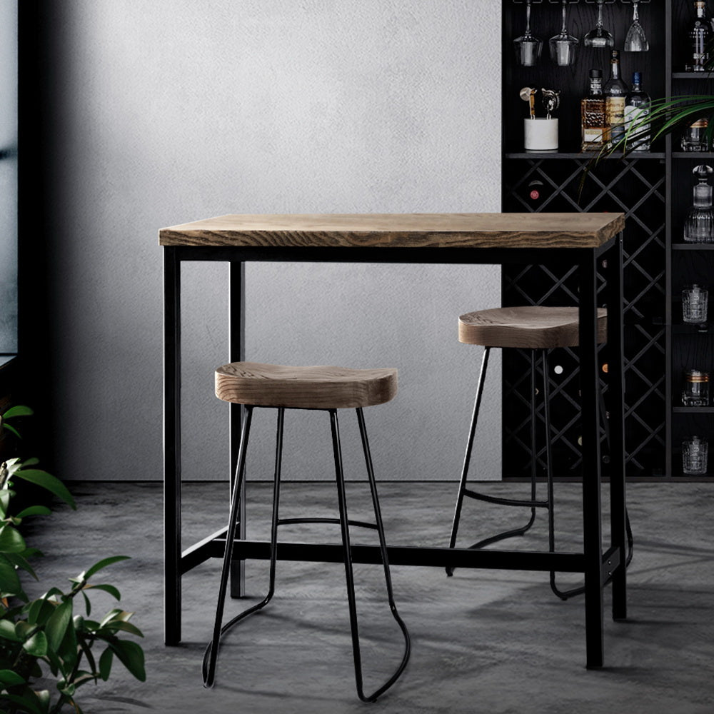 Alex Industrial Bar Table Dark Brown MDF Steel Frame