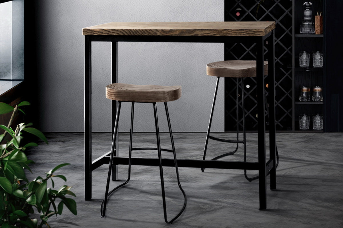 Alex Industrial Bar Table Dark Brown MDF Steel Frame