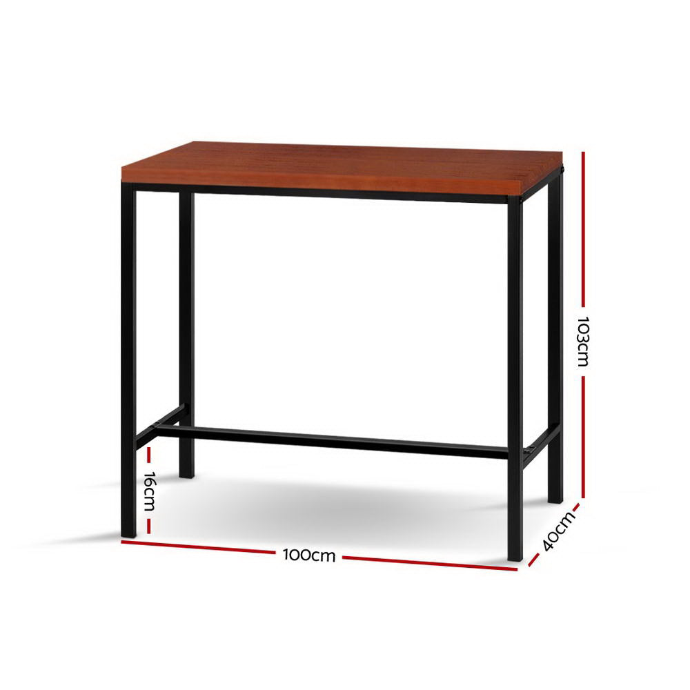 Alex 100cm Bar Table Rectangular Brown Black