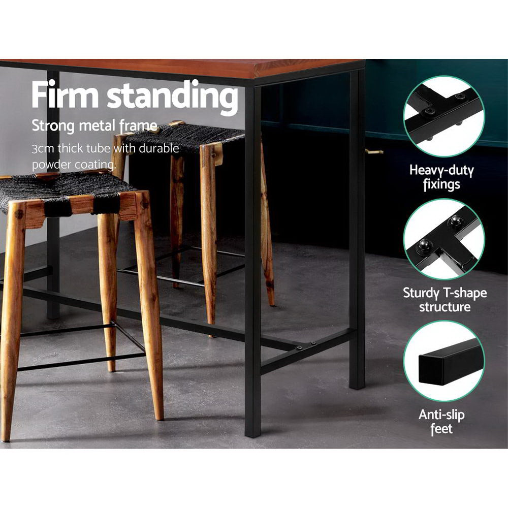 Alex 100cm Bar Table Rectangular Brown Black