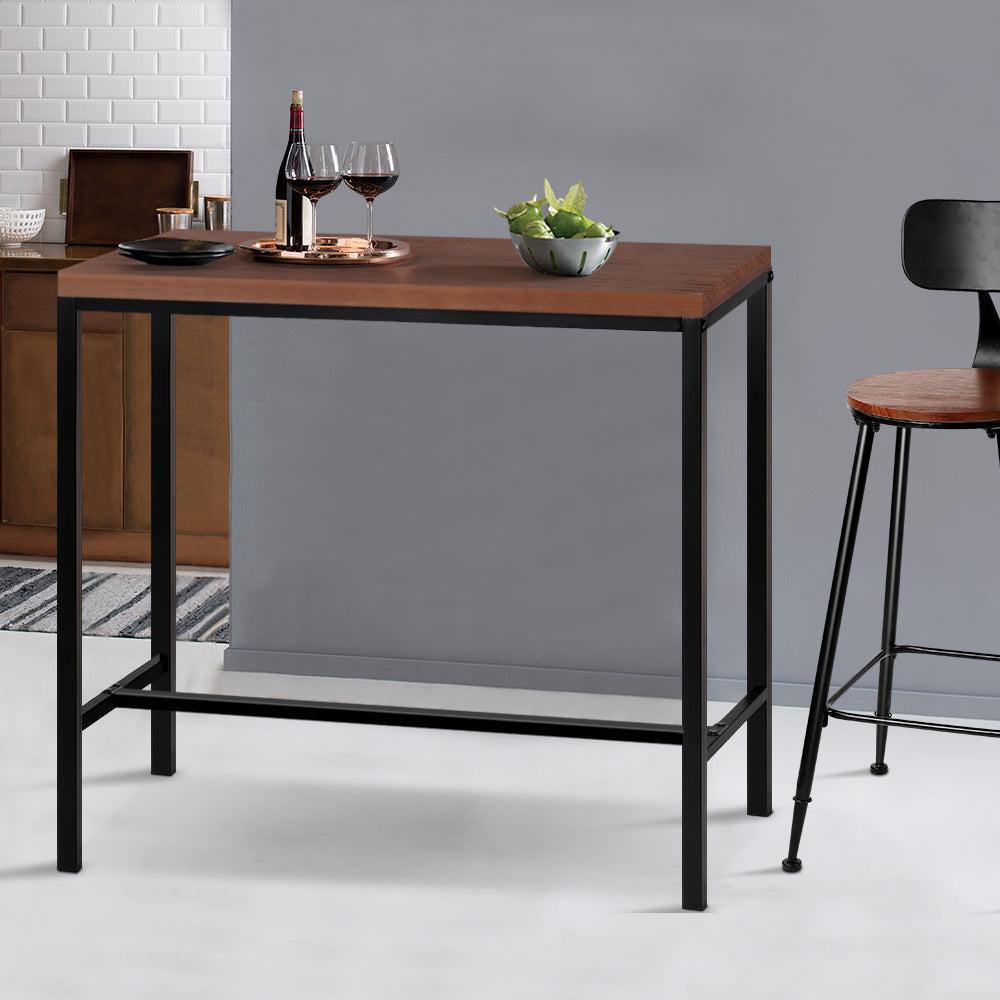Alex 100cm Bar Table Rectangular Brown Black