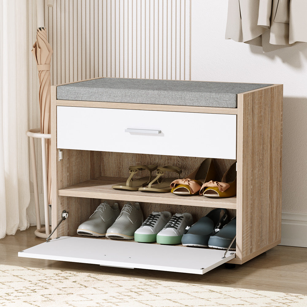 Niva Shoe Rack Cabinet Bench 8 Pairs White