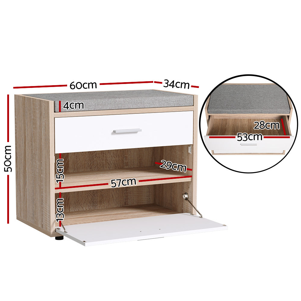 Niva Shoe Rack Cabinet Bench 8 Pairs White
